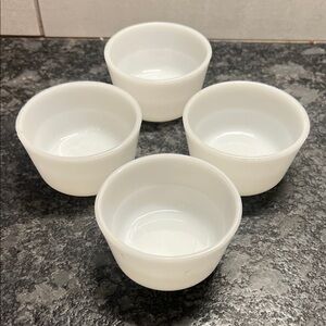 3.5 x 2 White Porcelain Ramekin Set - 4 Pieces. Fire king.